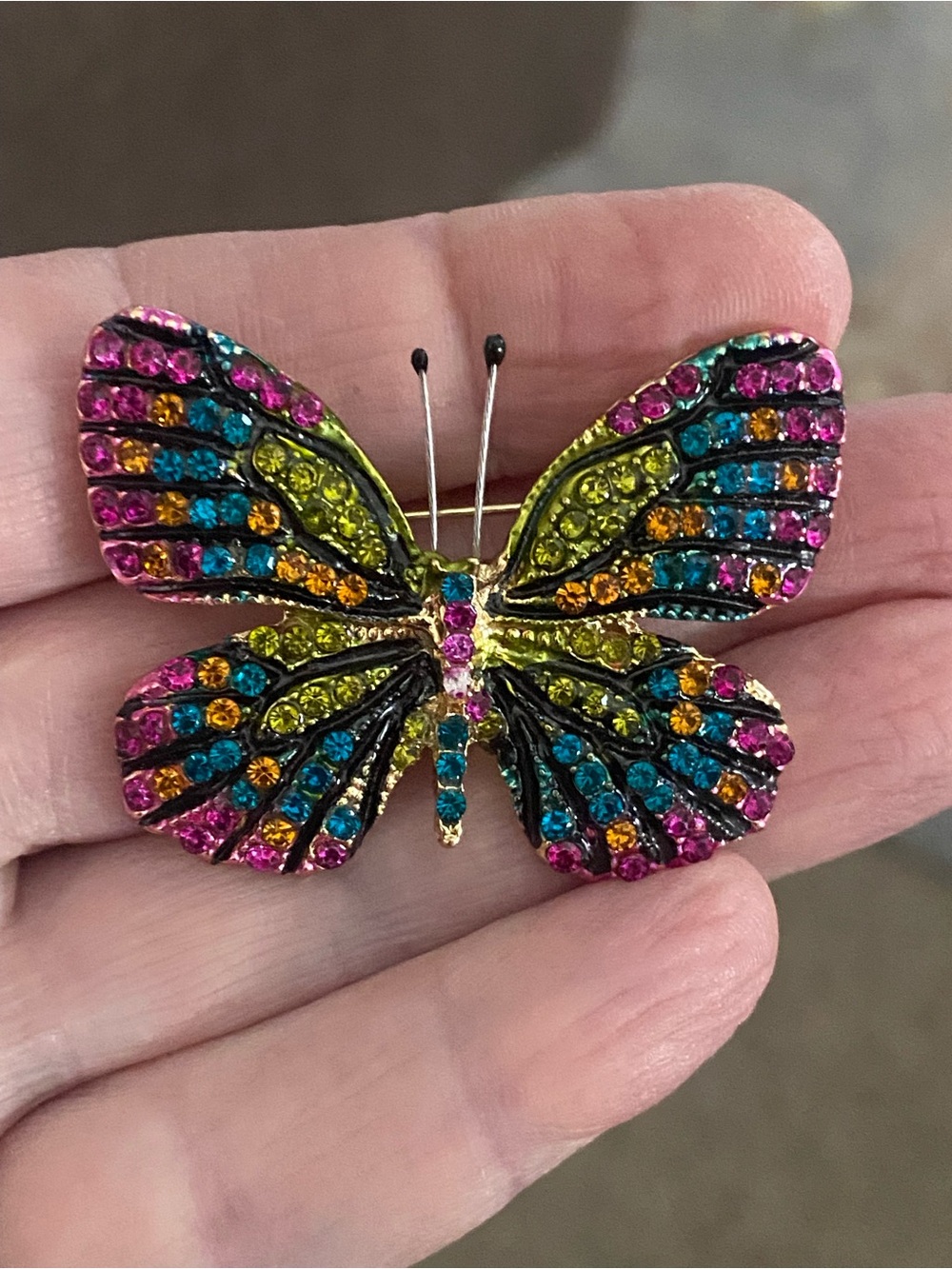 Stunning Multicolor Crystal Butterfly Brooch Pin - Women Jewelry